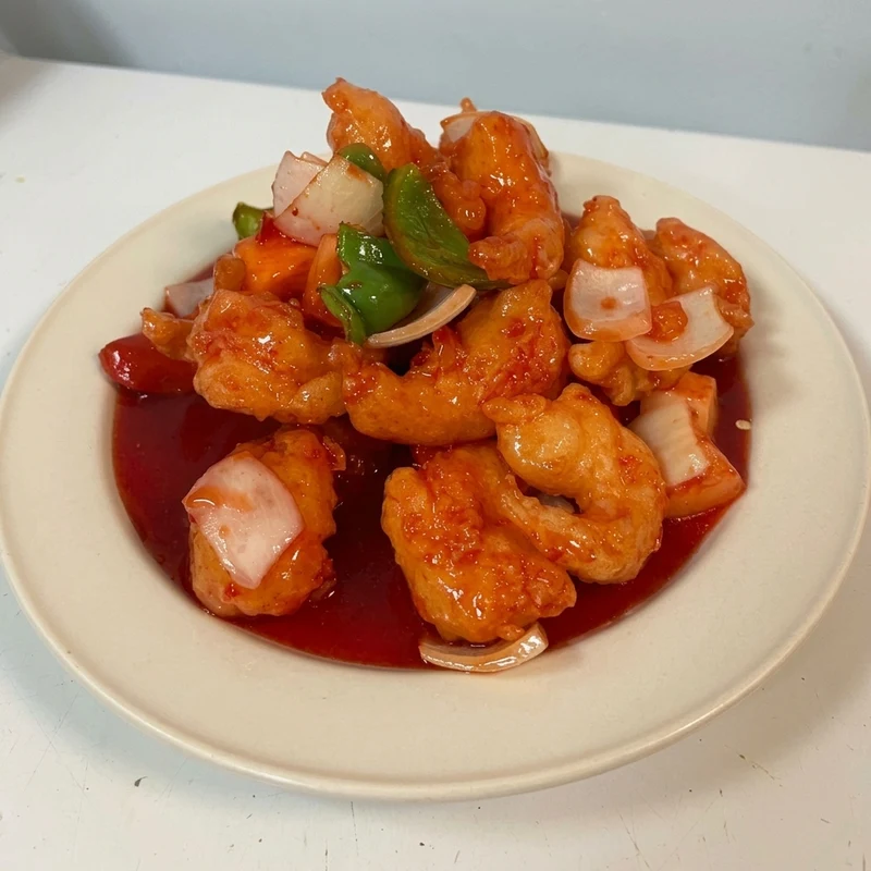 Pineapple sweet and sour prawns at Harvest Garden Restaurant, Calgary